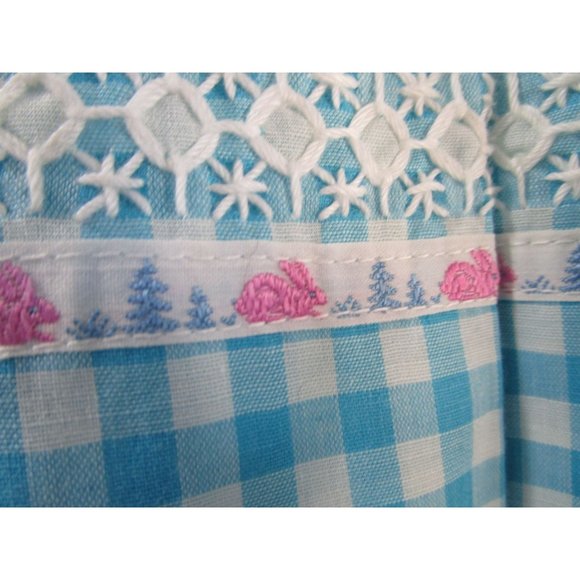 Blue Gingham Bunny Ribbon Trim Cross Stitch Accent Easter Apron Handcrafted GUC - Picture 9 of 16
